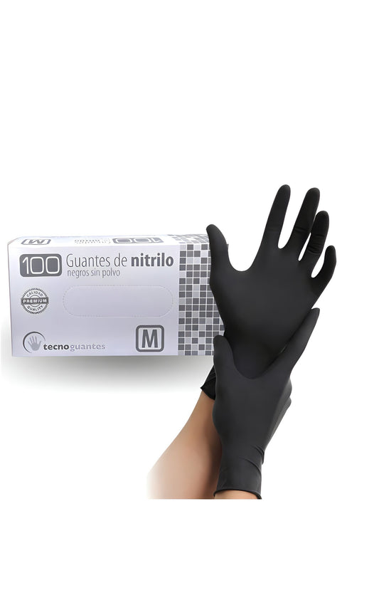 Guantes de nitrilo negro sin polvo